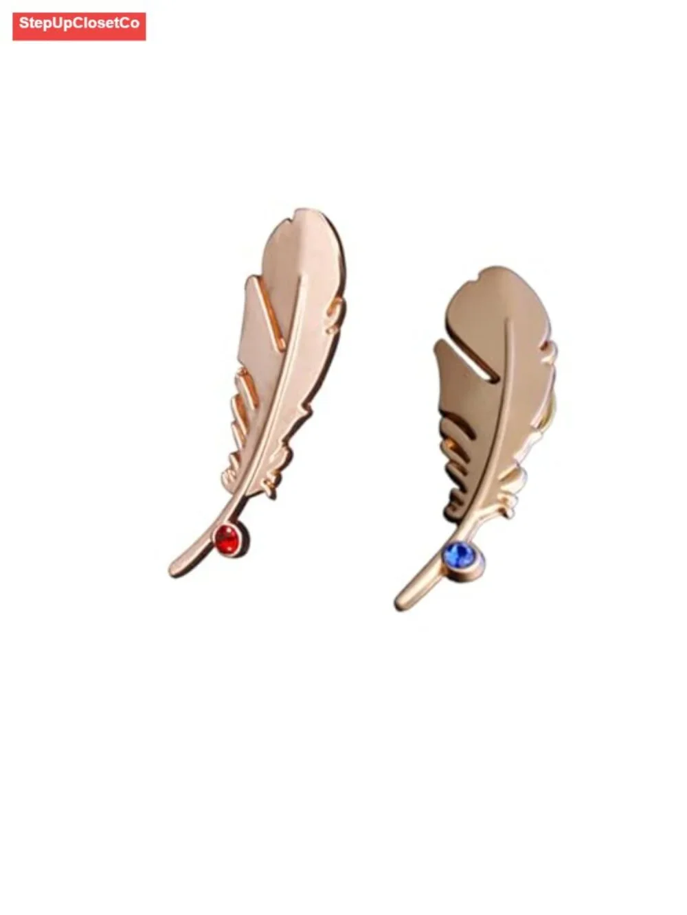 2PCS Feather Brooches Rhinestone Pearl Leaf Lapel Pins for Women Men, Alloy
